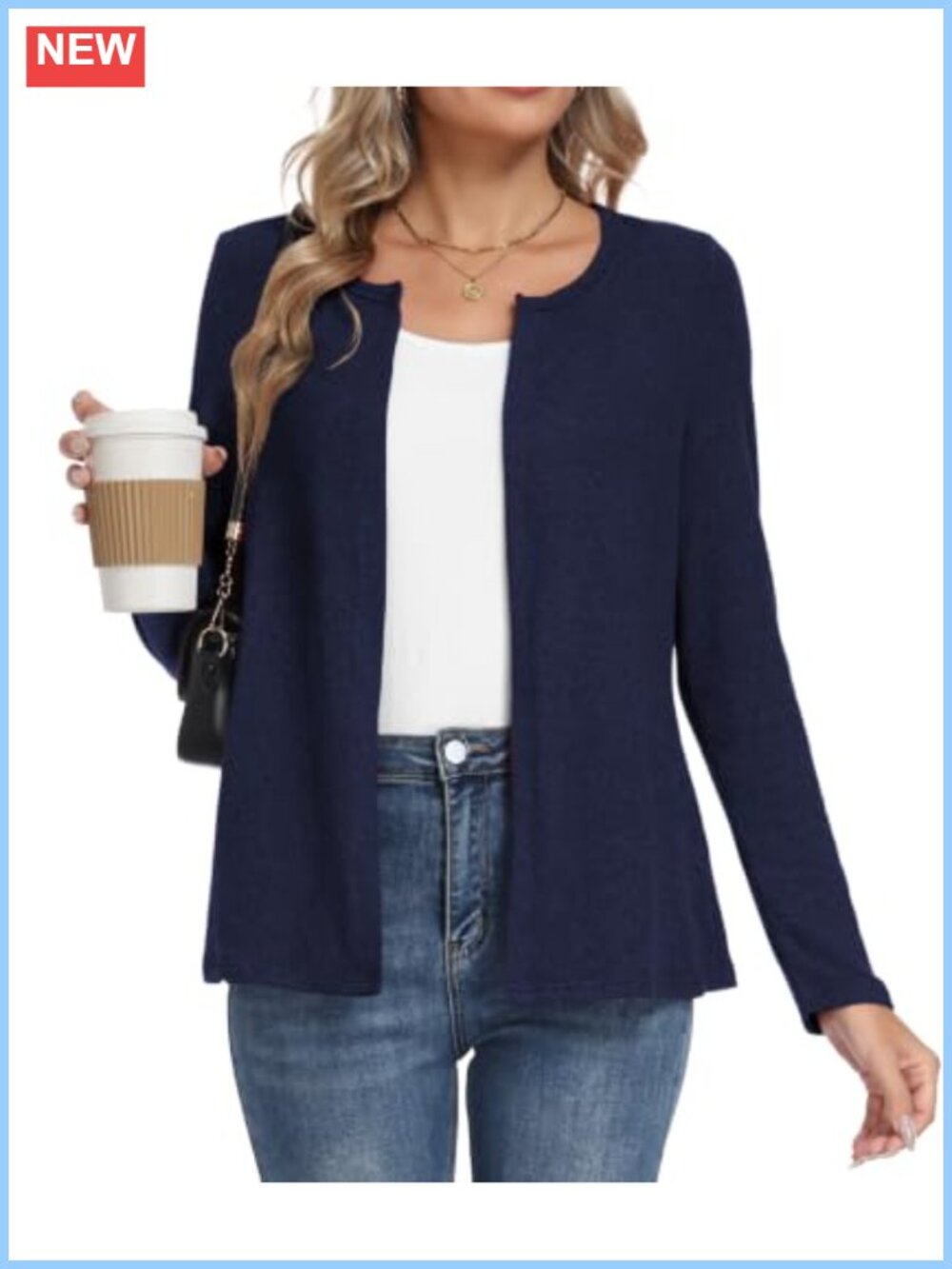 Womens Open Front Cardigan Lightweight Long Sleeve Sweater